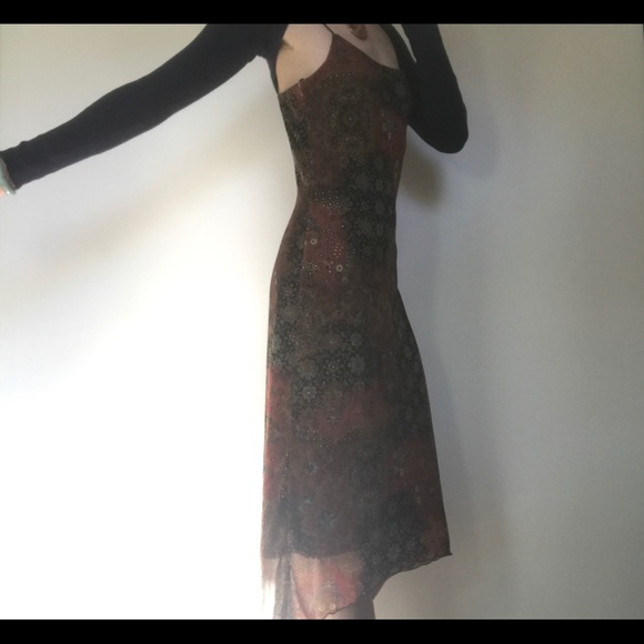 Vintage Byer Too! Mesh Paisley Floral Midi Slip Dress Medium - Picture 11 of 11